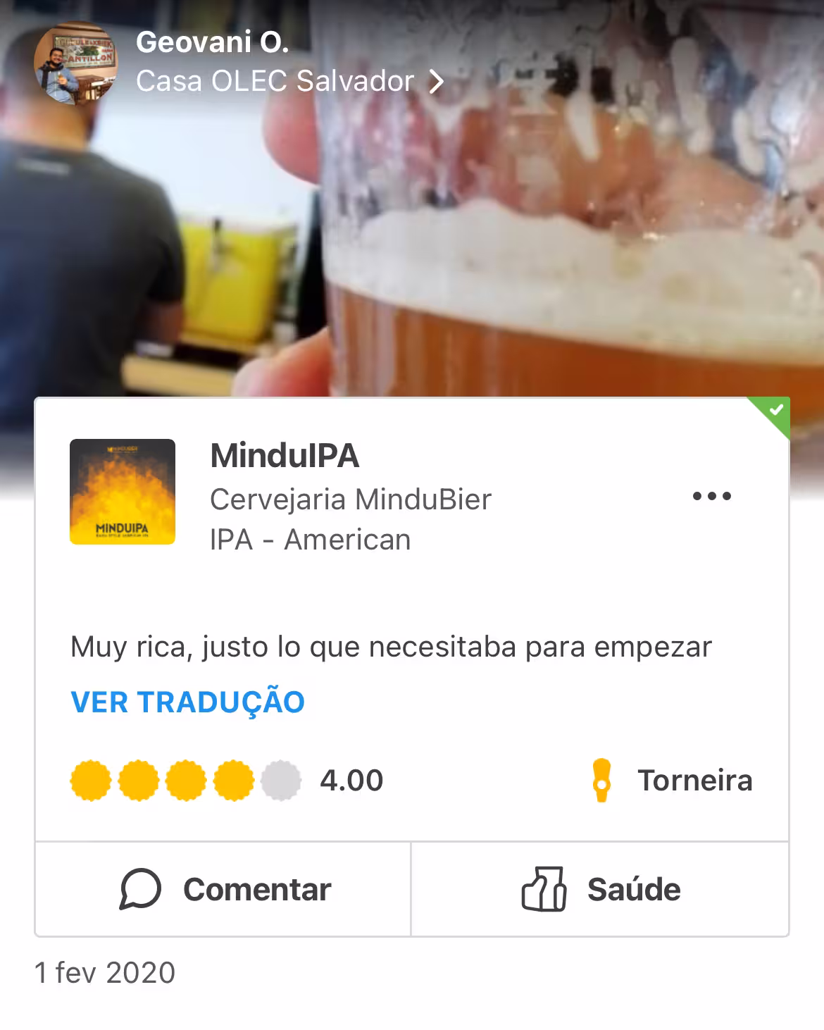 Depoimento de cliente MinduBier